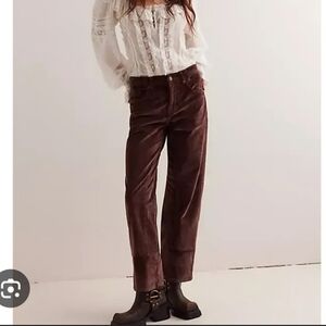 NWOT We The Free Risk Taker High Rise Straight Chocolate Corduroy Pants Size 27